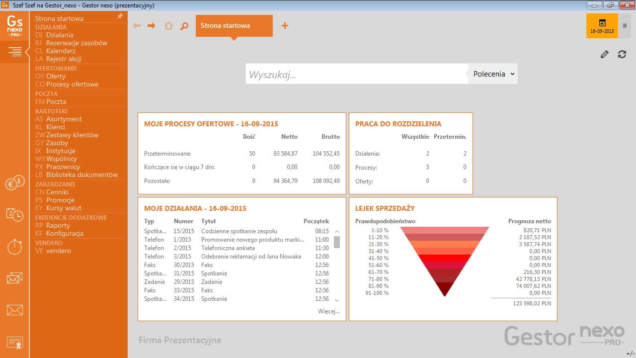 01 strona startowa gestor nexo pro