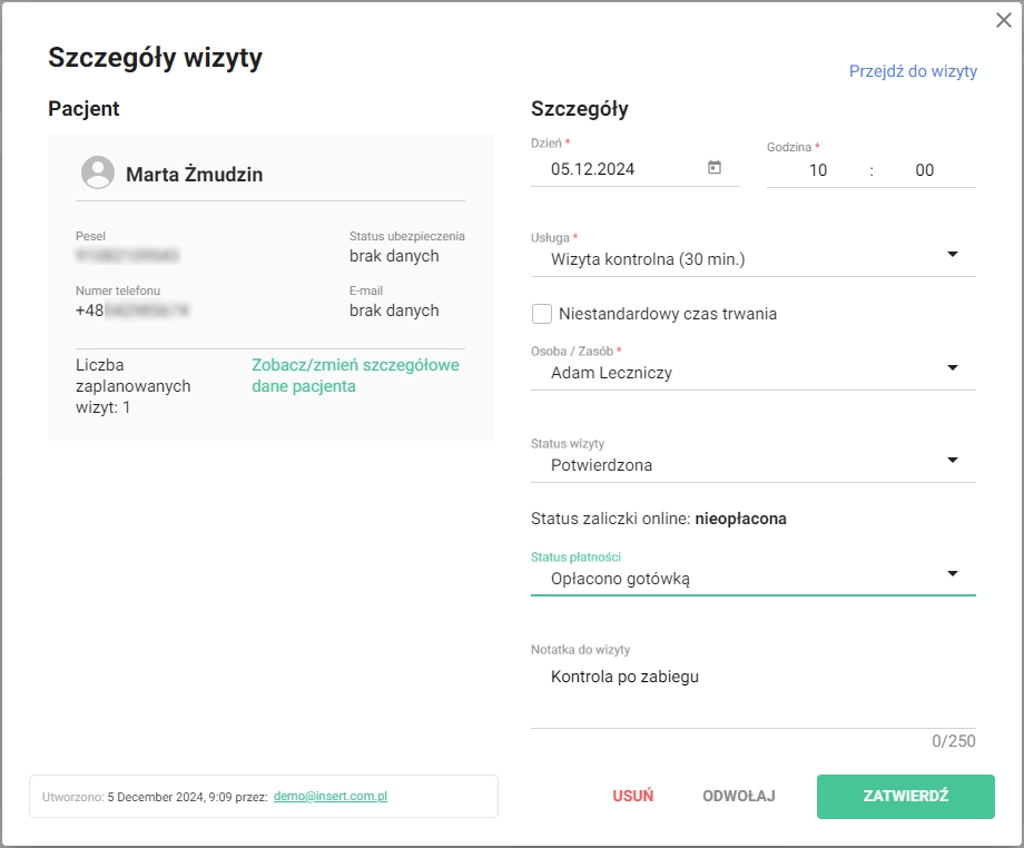 03 LekarzPLUS szczegoly rezerwacji zblurowane