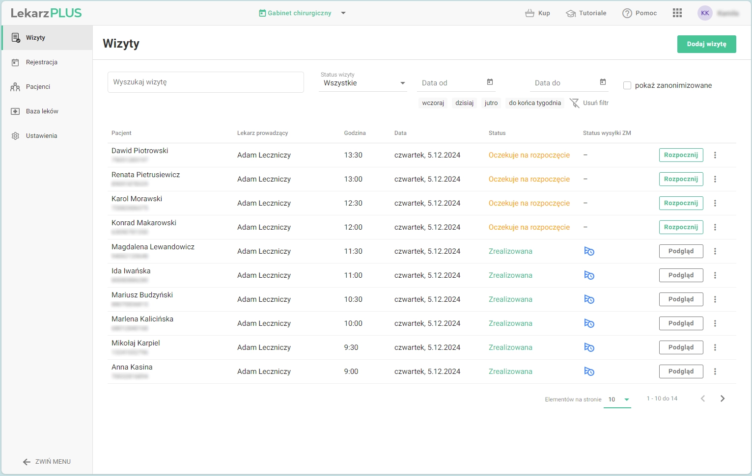 06 LekarzPLUS zarejestrowane wizyty zblurowane