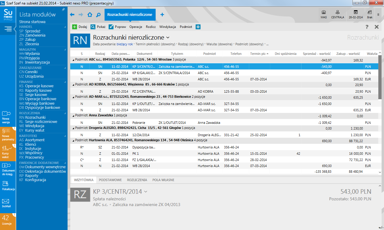 rozrachunki nierozliczone Subiekt nexo Pro rozrachunki nierozliczone Subiekt nexo Pro